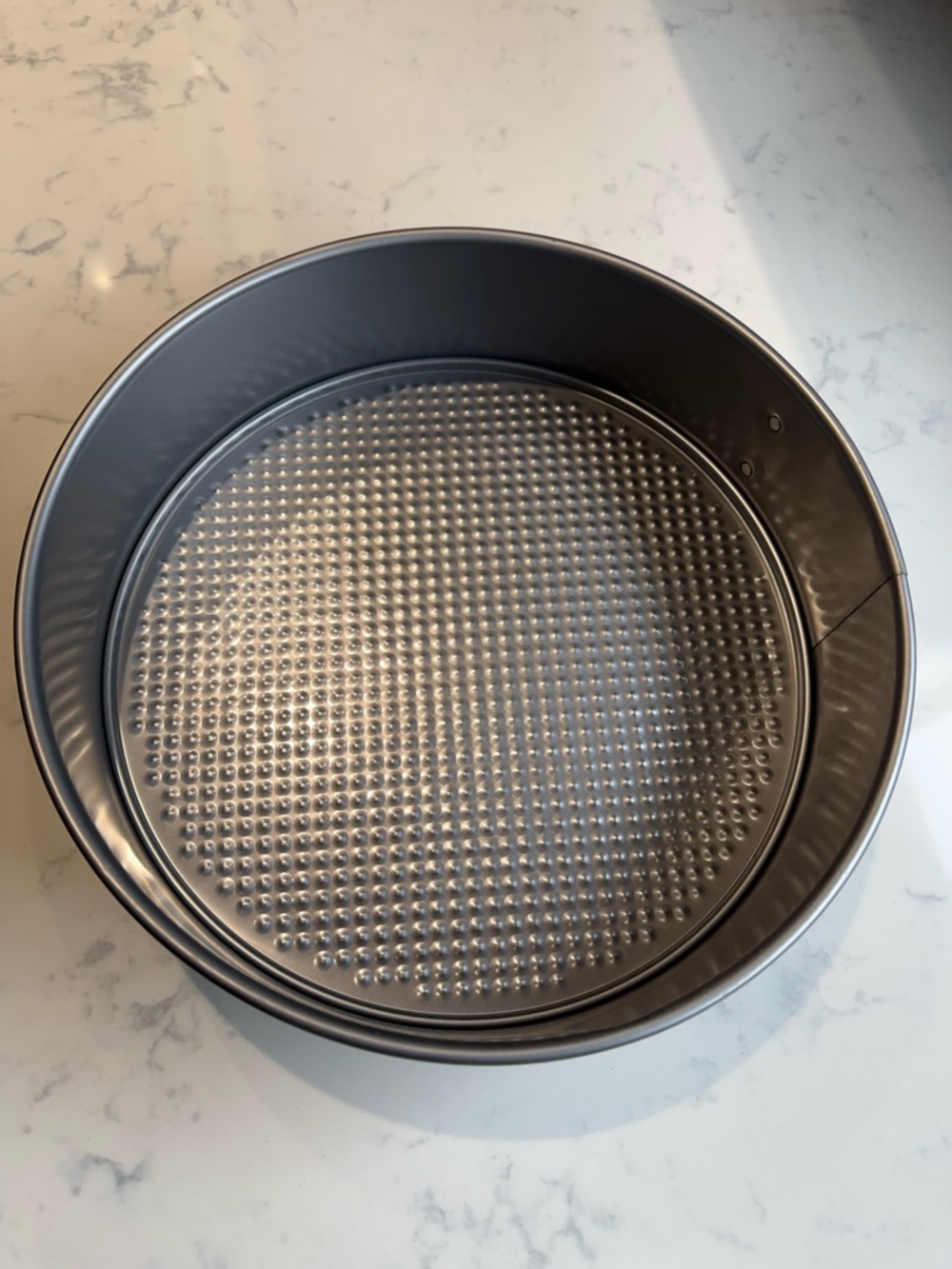 Nonstick Gray Springform Cake Pan with Textured Base